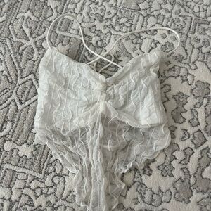 SHEIN White Strappy Lace Bodysuit